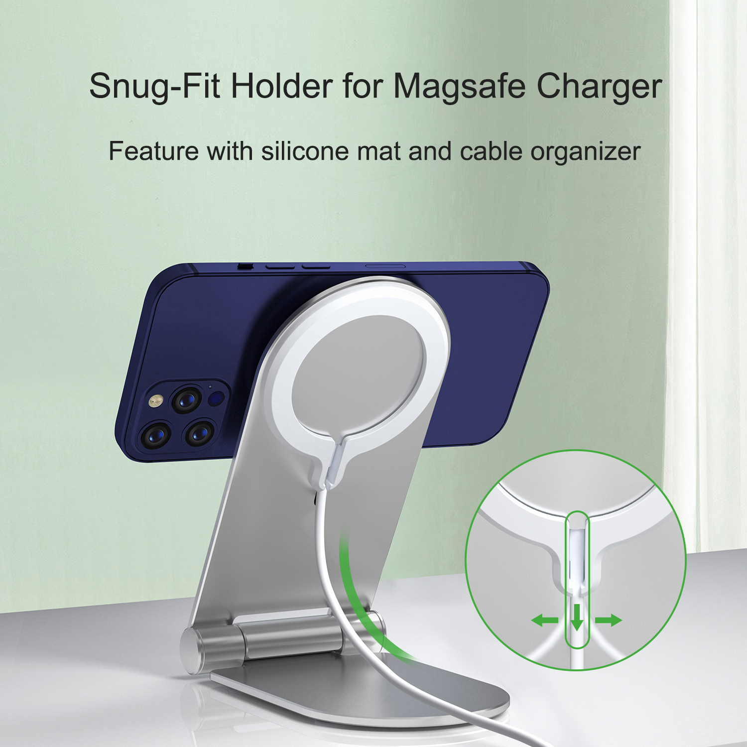 Adjustable Aluminum Alloy MagSafe Wireless Charger Stand for iPhone 12