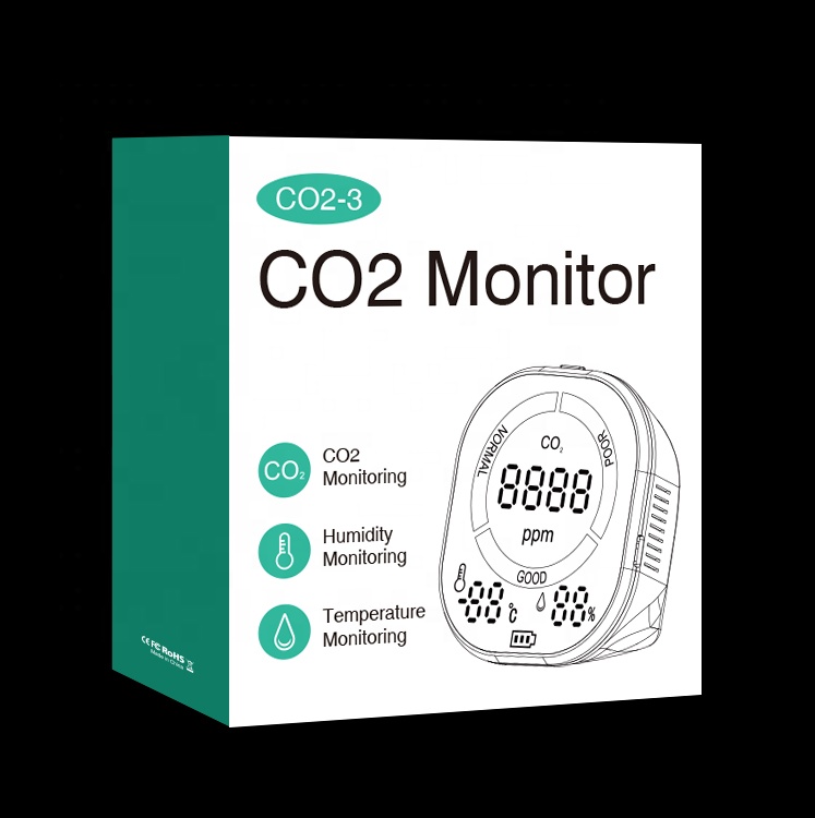 Portable 3 in 1 Air Quality Monitor for Co2 +Temperature +Humidity monitoring